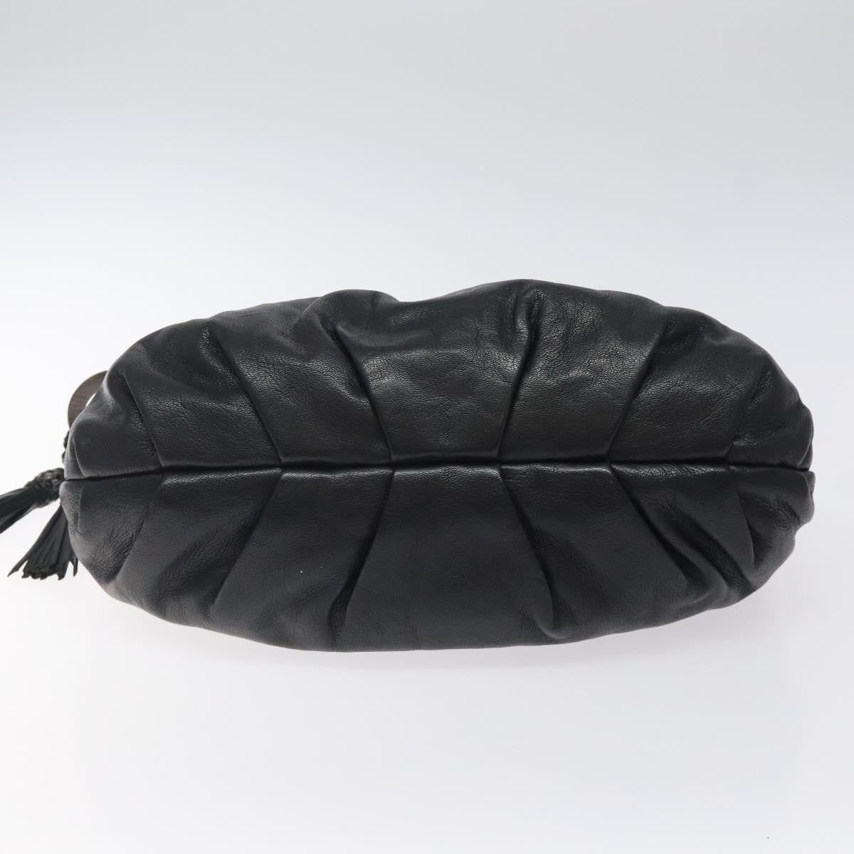 Salvatore Ferragamo Gancini handbag Leather, BLACK, LEATHER, Handbag