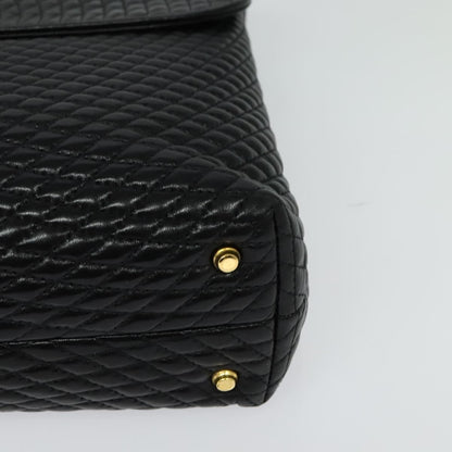 Bally Vintage Handbag Quilted Leather, BLACK, LEATHER, Handbag