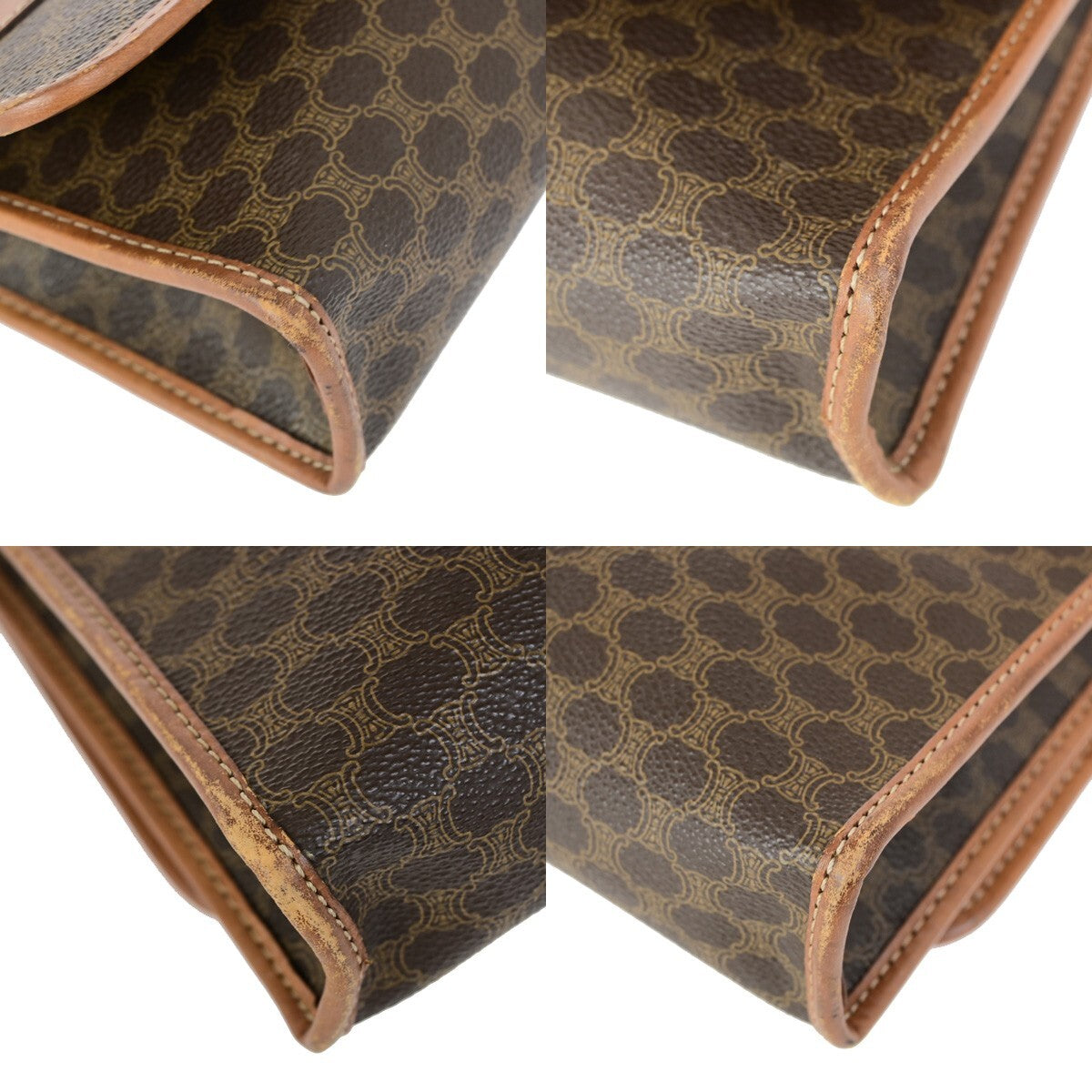 Celine Vintage Macadam Shoulder Bag Canvas, BROWN, CANVAS, Shoulder bag