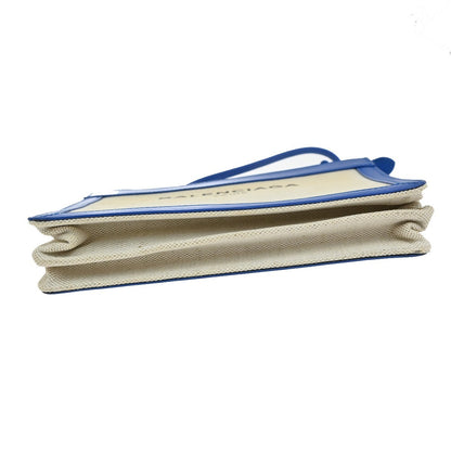 Balenciaga Navy Pochette Canvas and Leather, BEIGE, CANVAS, Clutche & pouche