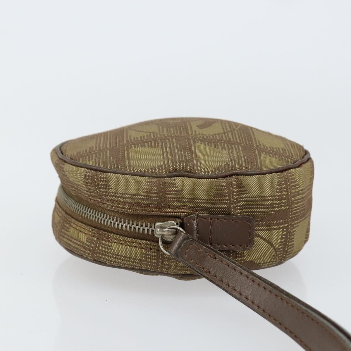 Chanel Travel Line Round Wristlet Nylon, BEIGE, NYLON, Clutche & pouche