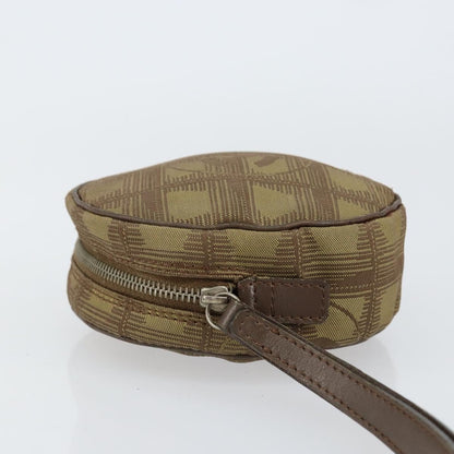 Chanel Travel Line Round Wristlet Nylon, BEIGE, NYLON, Clutche & pouche