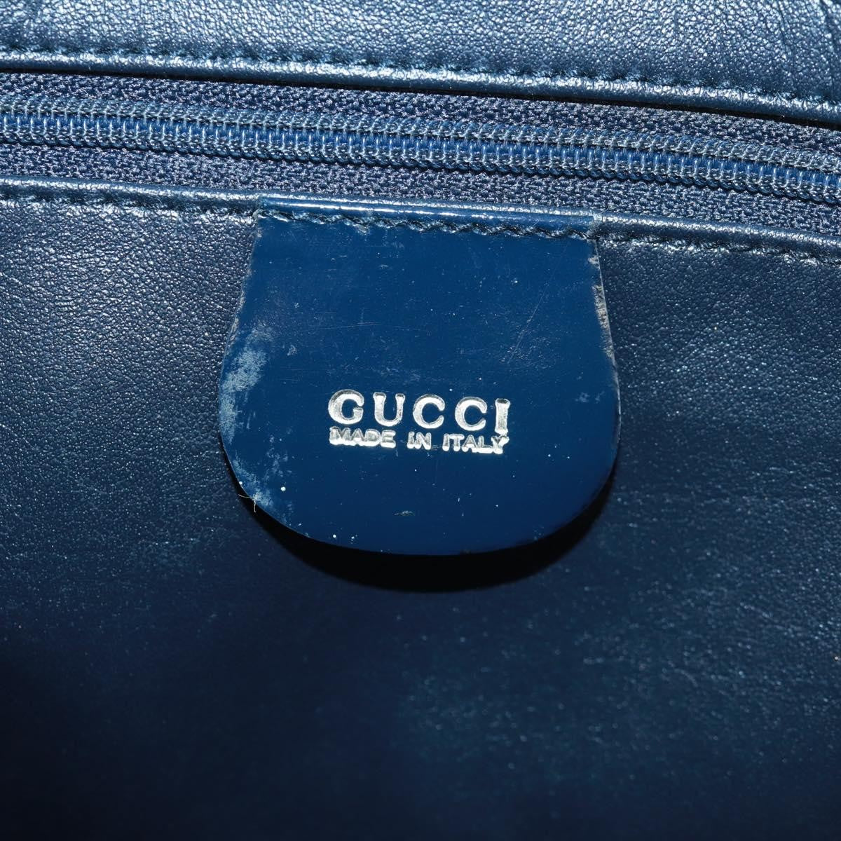 Gucci Vintage Bamboo Shoulder Bag Leather, NAVY, LEATHER, Shoulder bag