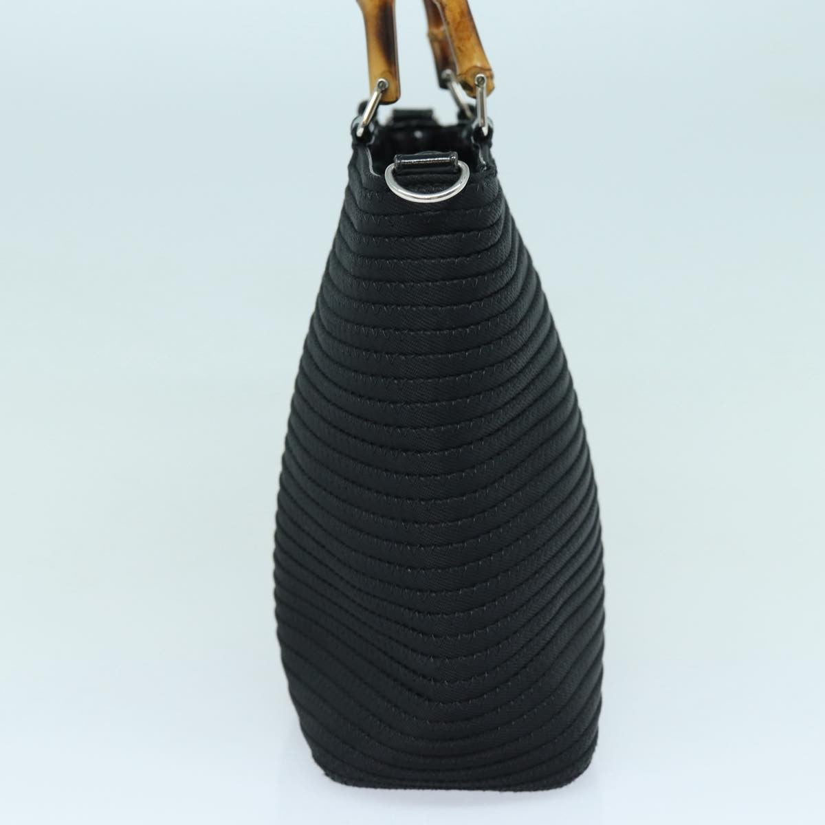 Gucci Vintage Bamboo Handle Tote Canvas, BLACK, CANVAS, Tote bag