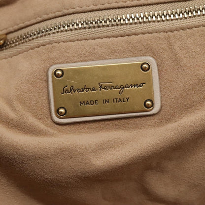 Salvatore Ferragamo Gancini Tote Leather, BEIGE, LEATHER, Tote bag