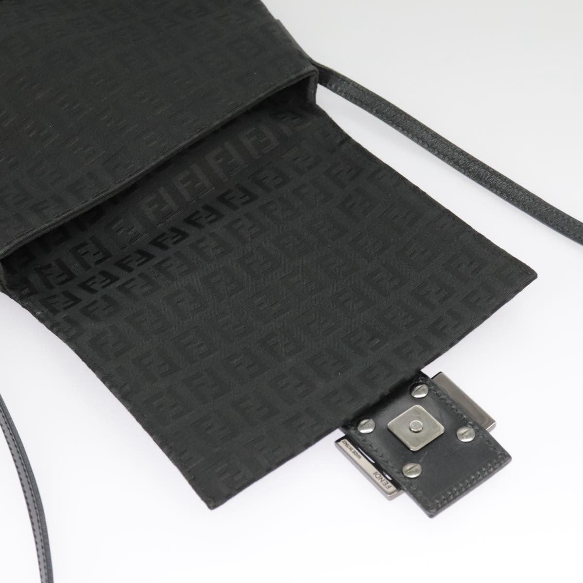 Fendi Mamma Baguette Shoulder Bag Canvas, BLACK, CANVAS, Shoulder bag