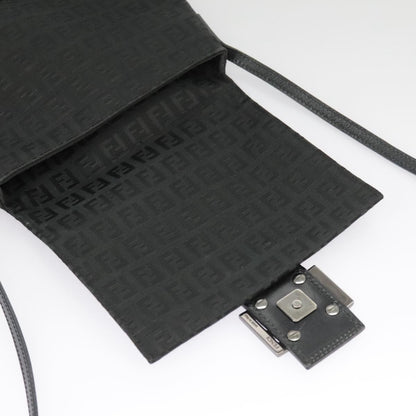 Fendi Mamma Baguette Shoulder Bag Canvas, BLACK, CANVAS, Shoulder bag