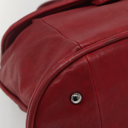 Chanel Vintage CC Turnlock Satchel Leather, RED, LEATHER, Travel bag