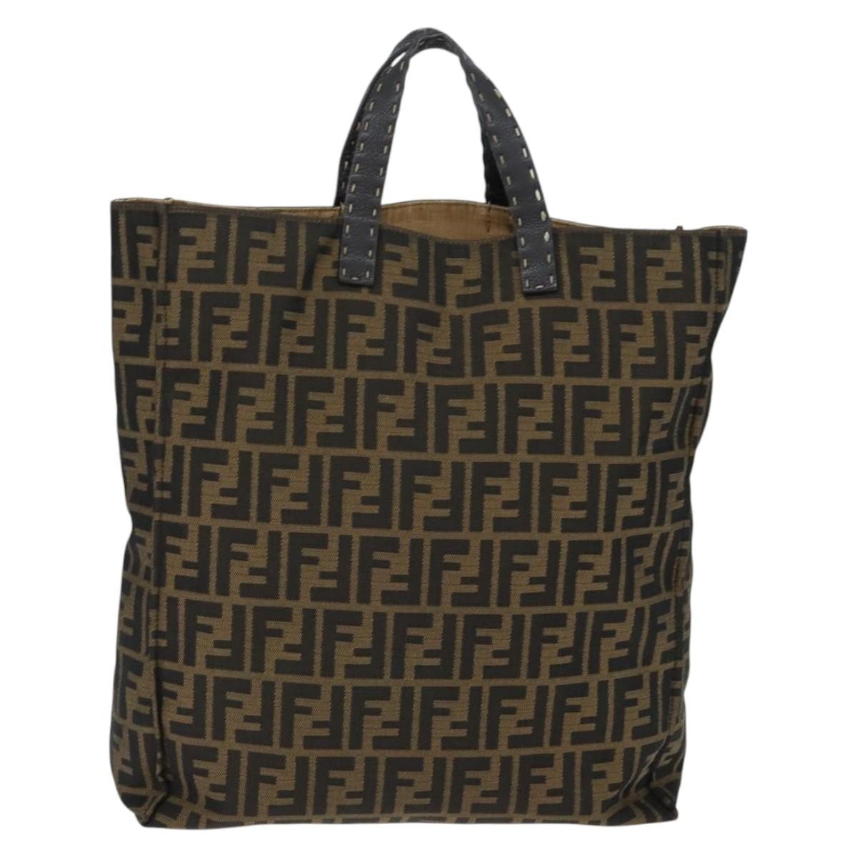 Fendi Open Shopping Tote Zucca Canvas, BROWN, CANVAS, Tote bag