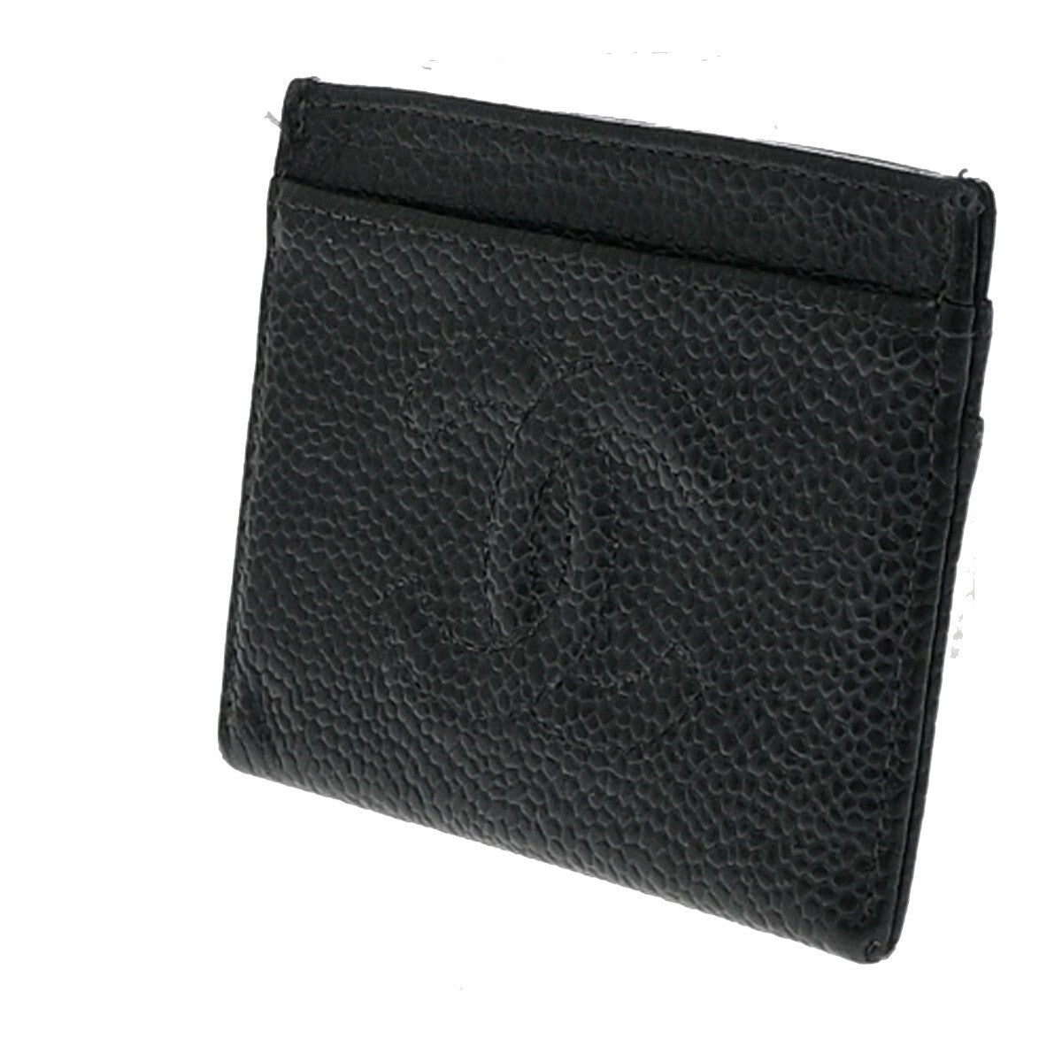 Chanel Logo CC Card case Grained  Leather, BLACK, CALFSKIN, Wallets