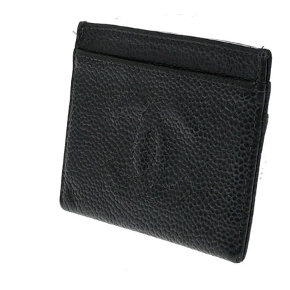 Chanel Logo CC Card case Grained  Leather, BLACK, CALFSKIN, Wallets