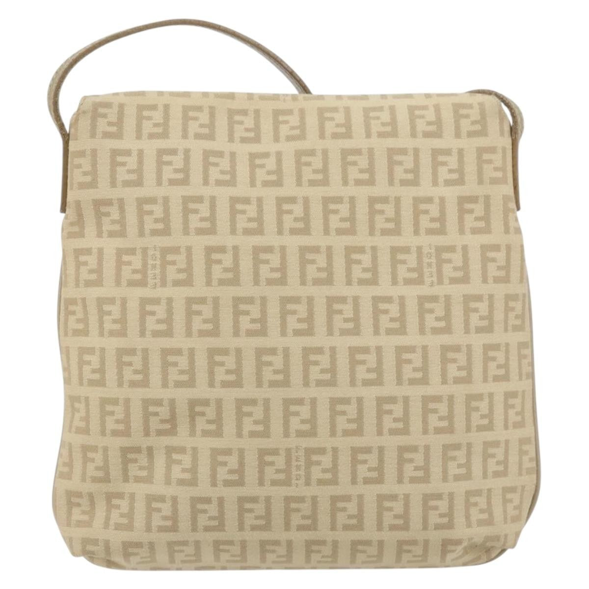 Fendi Vintage Flap Crossbody Bag Zucchino Canvas, BEIGE, CANVAS, Shoulder bag