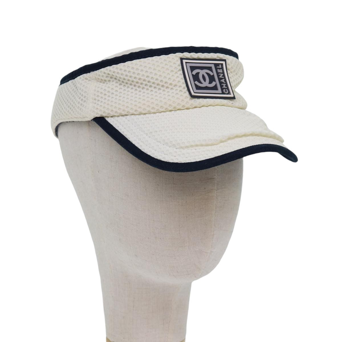 Chanel Sport Line CC Casket Hat Cotton, WHITE, COTTON, Head accessory