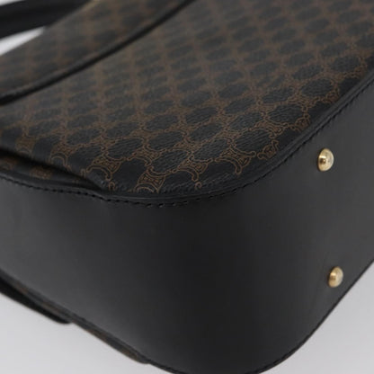 Celine Vintage Convertible Top Handle Bag Macadam Coated Canvas, Black, Canvas, Handbag