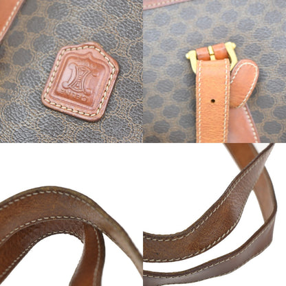 Celine Vintage Macadam Tote bag Canvas and Leather, BROWN, PVC, Tote bag