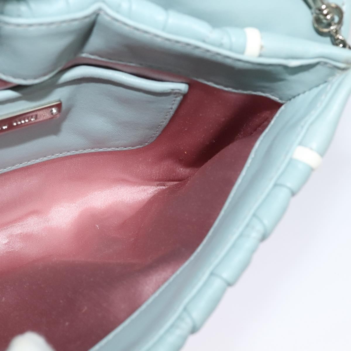 Miu Miu Madras Chain Clutch Matelasse Leather with Glitter, BLUE, LEATHER, Shoulder bag