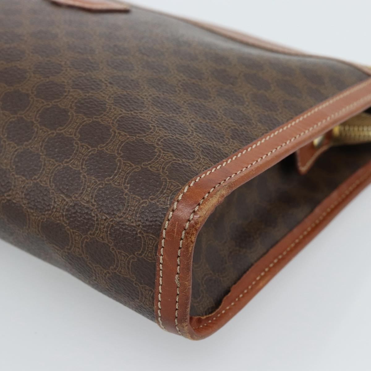 Celine Macadam Pochette Canvas, Brown, Canvas, Clutch