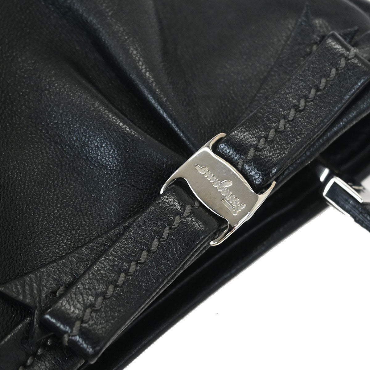 Salvatore Ferragamo Vara Bow Hobo Leather, BLACK, LEATHER, Handbag