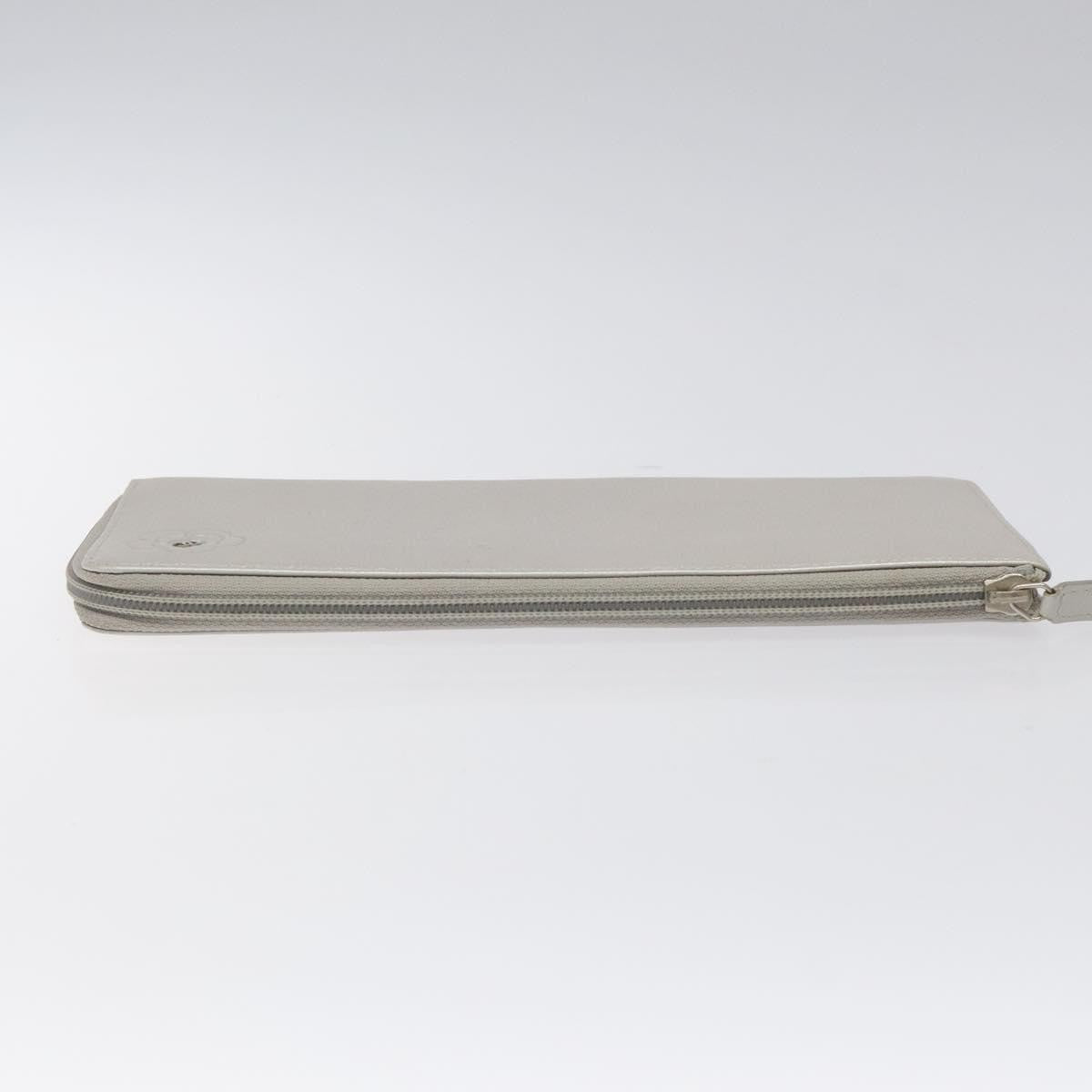 Chanel Camellia Zip Around Organizer Leather, SILVER, LEATHER, Wallets