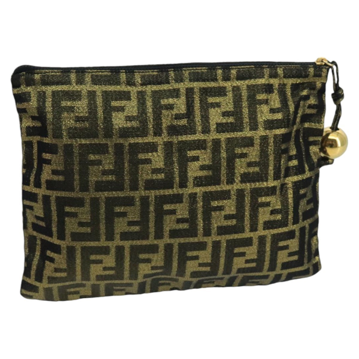 Fendi Vintage Zip Pouch Zucca Canvas, KHAKI, CANVAS, Clutche & pouche