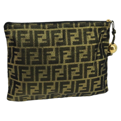 Fendi Vintage Zip Pouch Zucca Canvas, KHAKI, CANVAS, Clutche & pouche