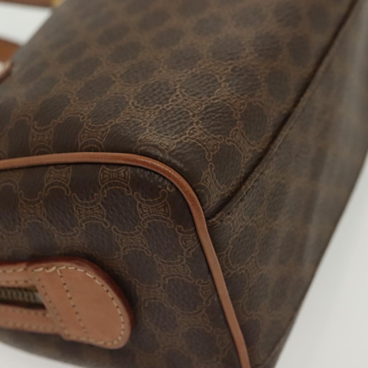 Celine Macadam Handbag Macadam with leather, BROWN, CANVAS, Handbag