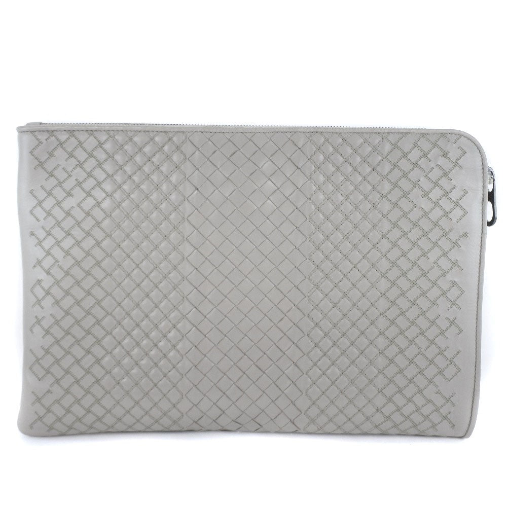 Bottega Veneta Portfolio Pouch Intrecciato Nappa, GRAY, CALFSKIN, Clutche & pouche
