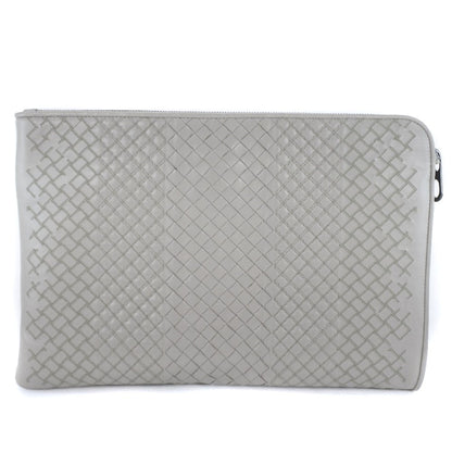 Bottega Veneta Portfolio Pouch Intrecciato Nappa, GRAY, CALFSKIN, Clutche & pouche