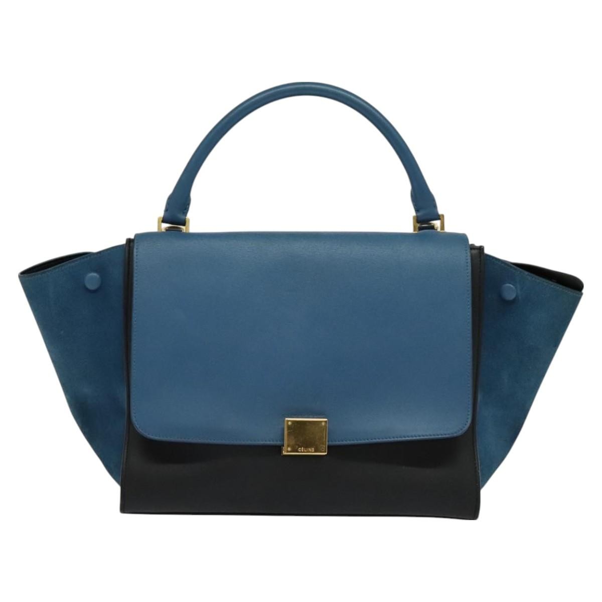 Celine Trapeze Bag Leather, BLUE, LEATHER, Handbag