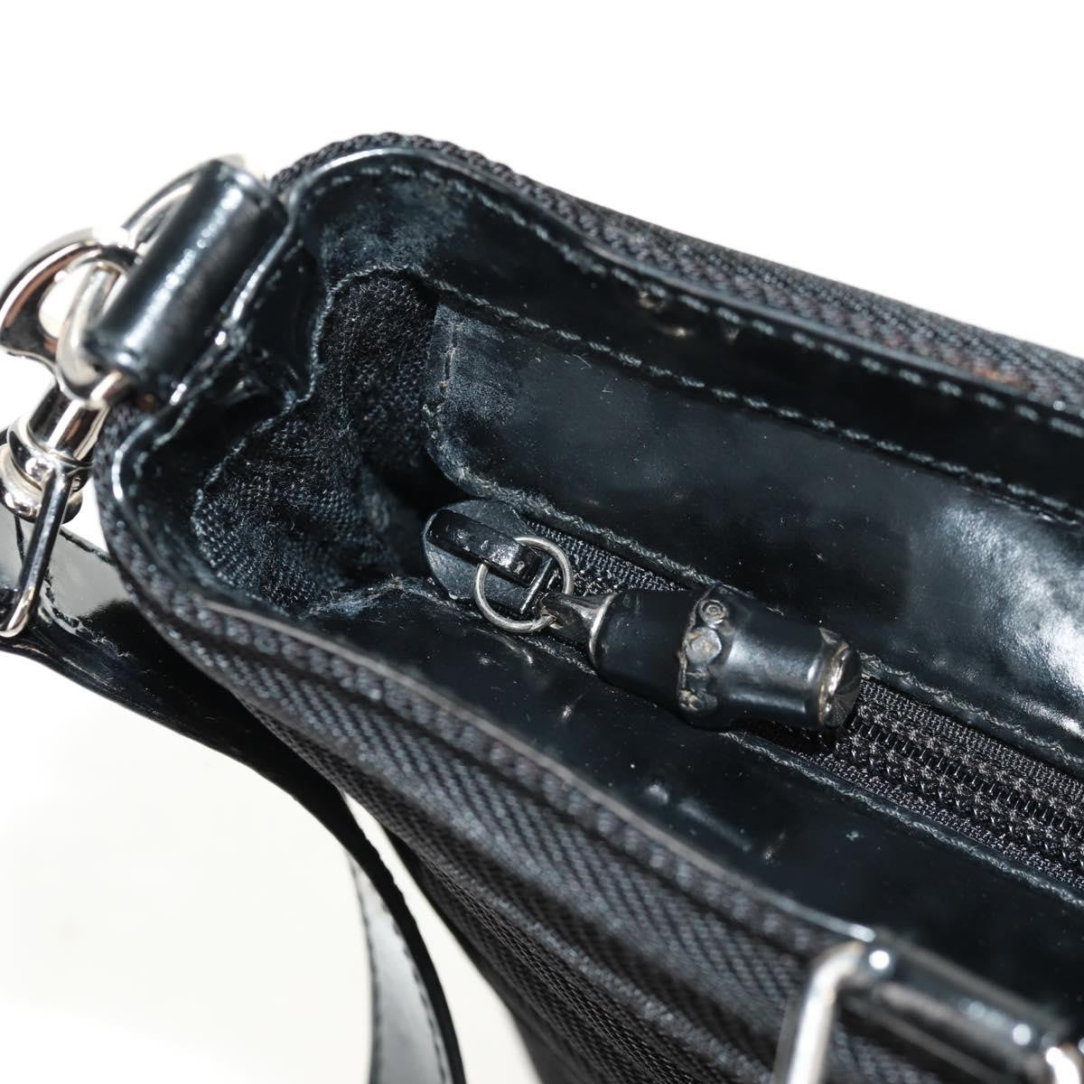 Gucci Vintage Bamboo Handle Bag Nylon, BLACK, NYLON, Handbag