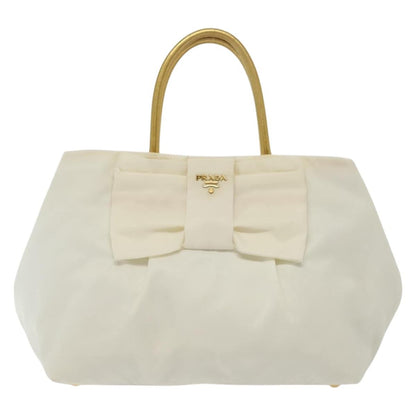 Prada Bow Tote Tessuto with Leather, WHITE, NYLON, Tote bag