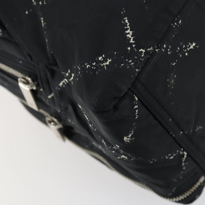Chanel Travel Line Boston Bag Printed Nylon, BLACK, NYLON, Handbag