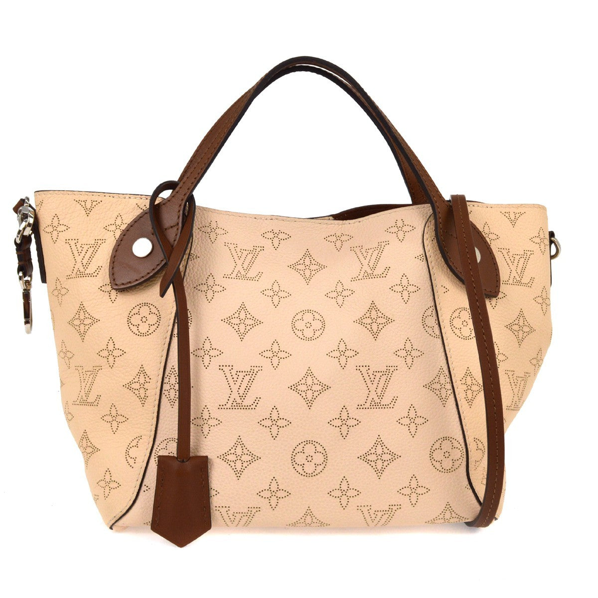 Louis Vuitton Hina Handbag Mahina Leather, BEIGE, LEATHER, Tote bag