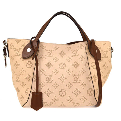 Louis Vuitton Hina Handbag Mahina Leather, BEIGE, LEATHER, Tote bag