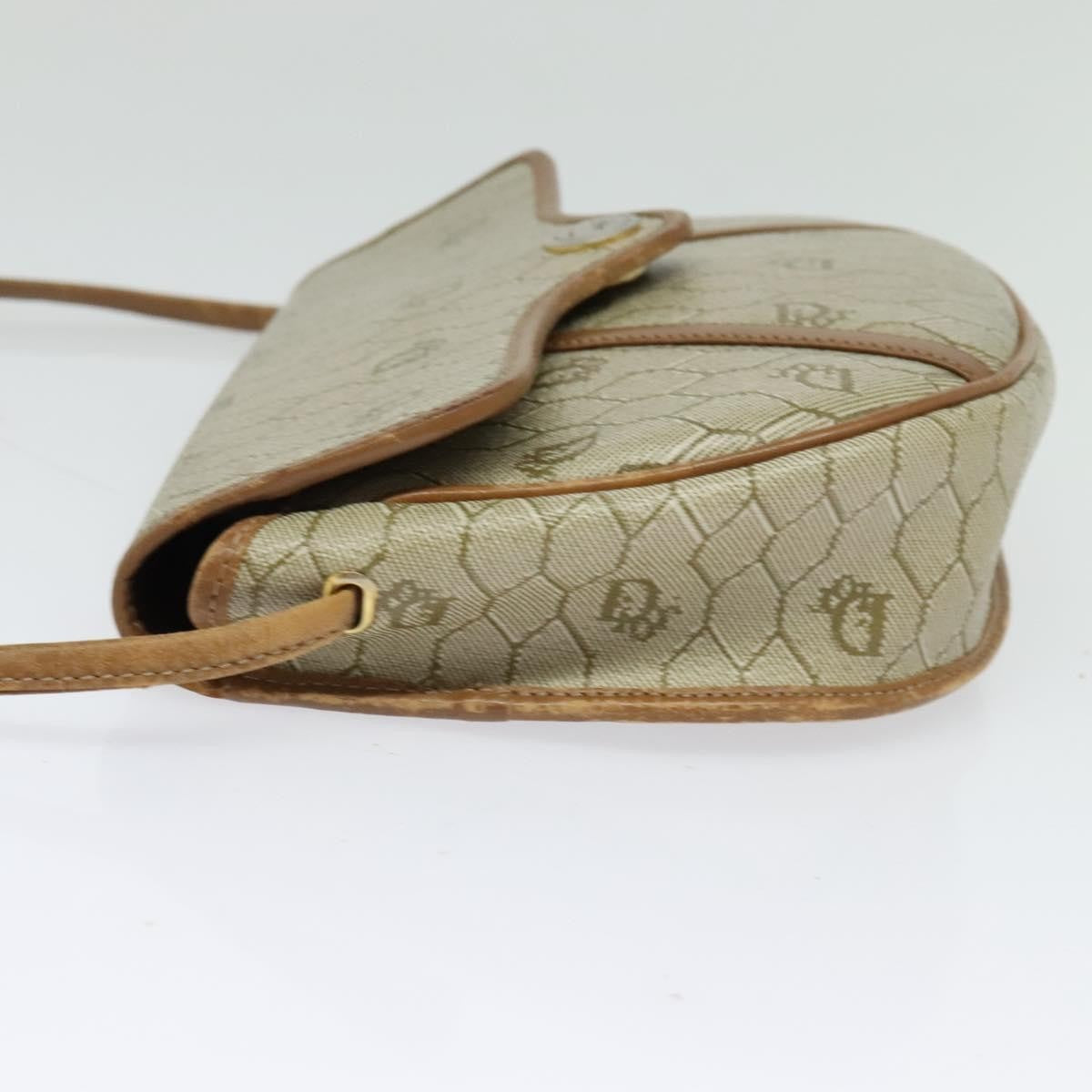 Christian Dior Vintage Honeycomb Flap Crossbody Bag Canvas and Leather, BEIGE, CANVAS, Crossbody bag