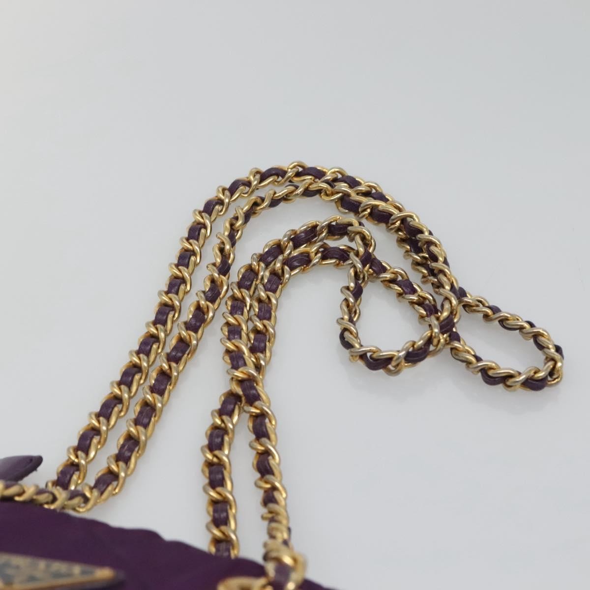 Prada Chain Shoulder Bag Quilted Tessuto, PURPLE, NYLON, Shoulder bag