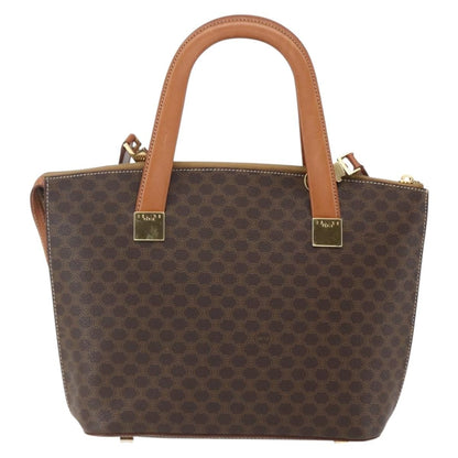 Celine Vintage Macadam Handbag Canvas and Leather, BROWN, CANVAS, Handbag