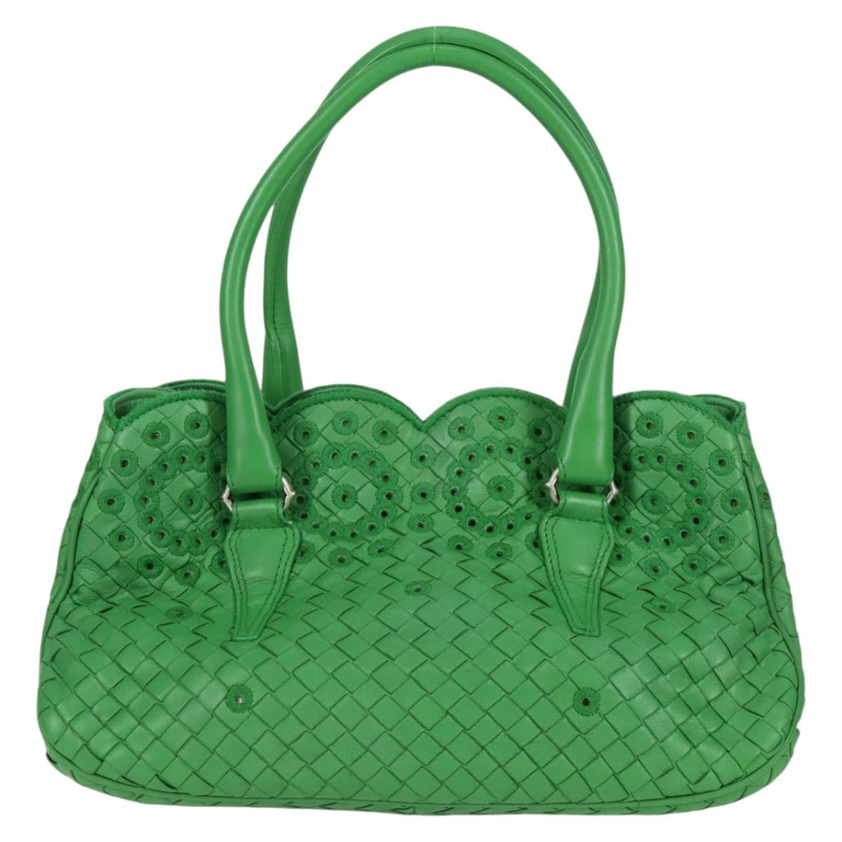 Bottega Veneta Intrecciato Leather, GREEN, LEATHER, Handbag