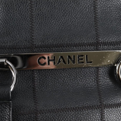 Chanel Square Stitch Shoulder Bag Quilted Caviar, BLACK, LEATHER, Shoulder bag