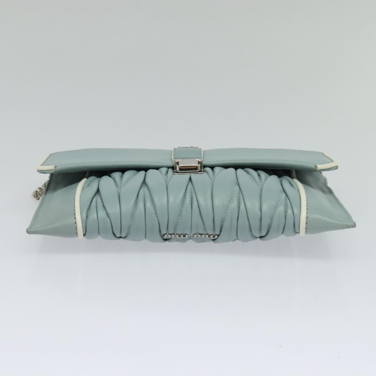 Miu Miu Madras Chain Clutch Matelasse Leather with Glitter, BLUE, LEATHER, Shoulder bag