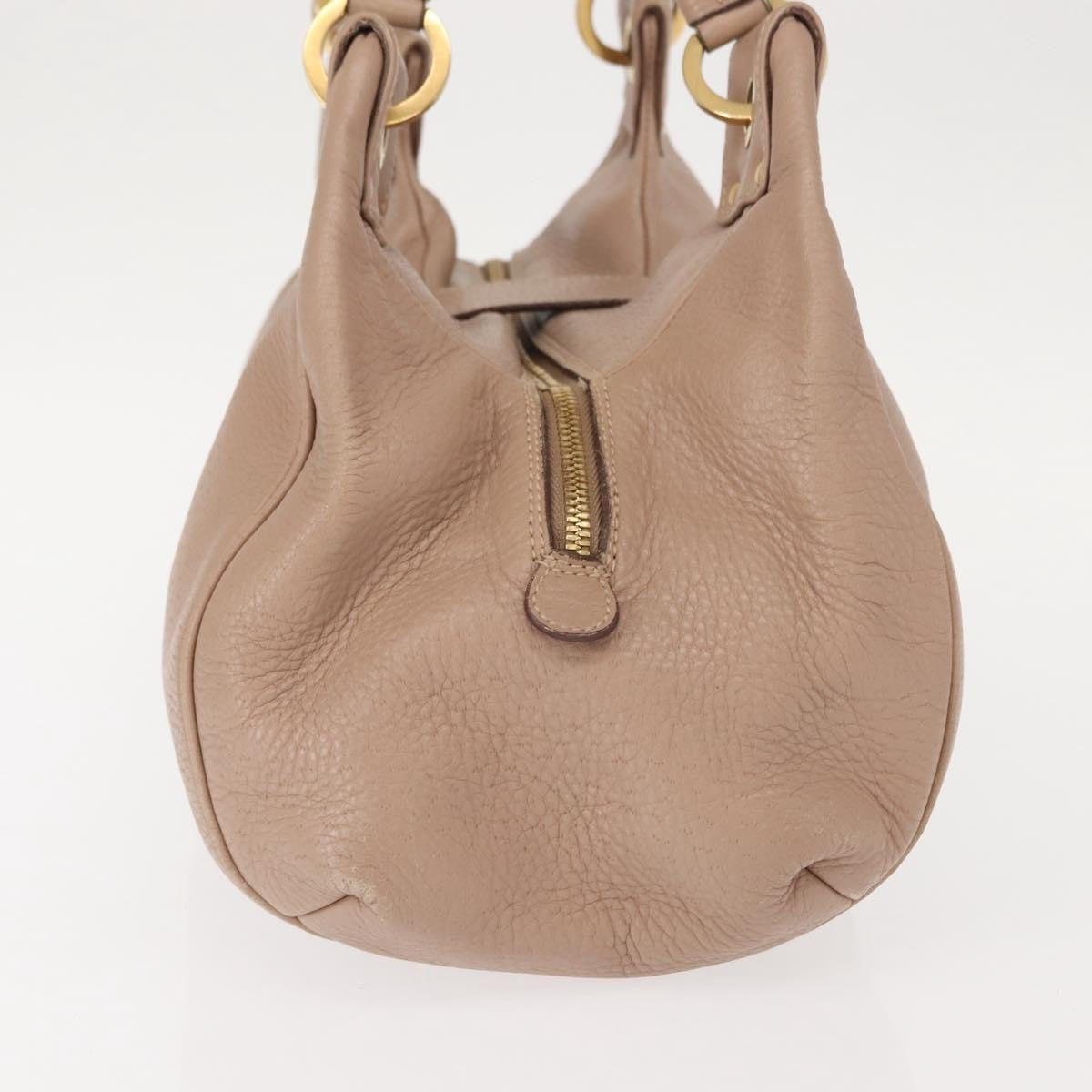 Salvatore Ferragamo Gancini handbag Leather, BEIGE, LEATHER, Handbag