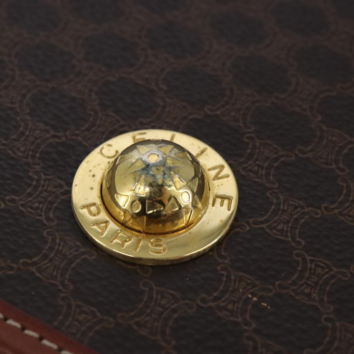 Celine Macadam Shoulder Bag PVC Leather, BROWN, CANVAS, Shoulder bag