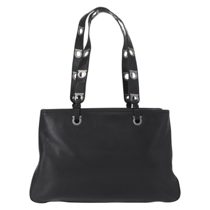 Salvatore Ferragamo Gancini Tote Leather, BLACK, LEATHER, Tote bag