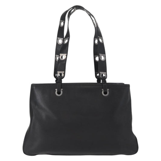 Salvatore Ferragamo Gancini Tote Leather, BLACK, LEATHER, Tote bag