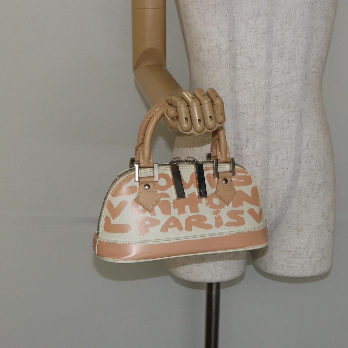 Louis Vuitton Alma Handbag Limited Edition Graffiti Leather, WHITE, CANVAS, Handbag