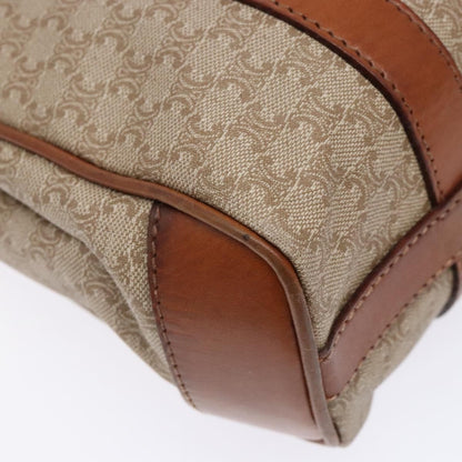 Celine Vintage Macadam Shoulder Bag Canvas and Leather, BEIGE, CANVAS, Shoulder bag