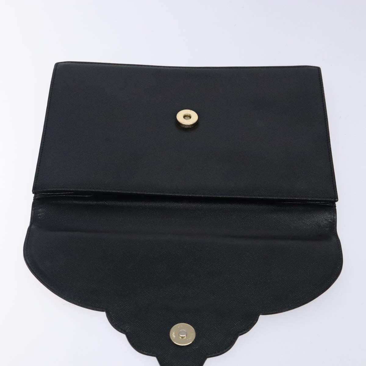 Saint Laurent Vintage Envelope Flap Clutch Leather, BLACK, LEATHER, Clutche & pouche