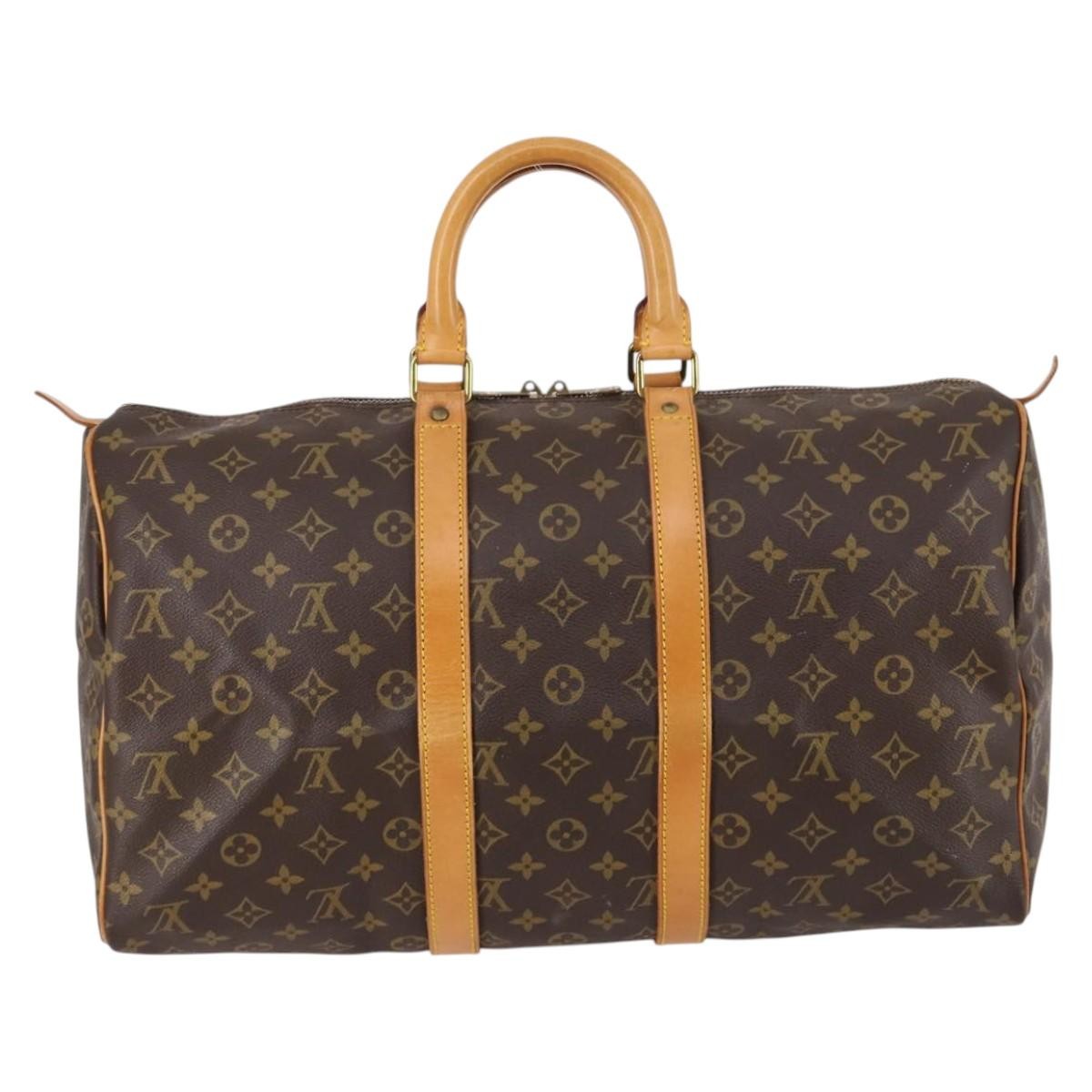 Louis Vuitton Keepall Bandouliere Bag Monogram Canvas, BROWN, CANVAS, Travel bag