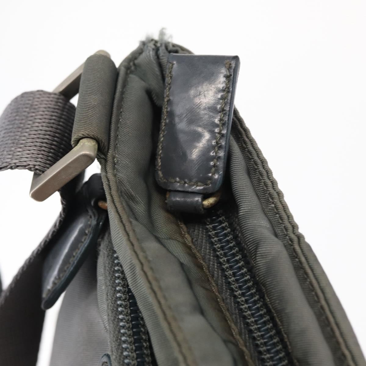 Prada Front Zip Convertible Flat Messenger Tessuto with Leather, GRAY, NYLON, Shoulder bag