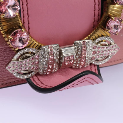Miu Miu Madras Crystal Buckle Shoulder Bag Leather, PINK, LEATHER, Shoulder bag